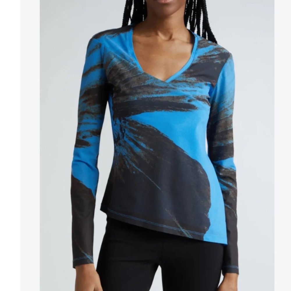 Stine Goya Florian Top Blue Mesh Asymmetric Size Small